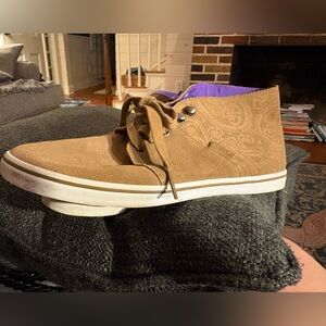 Vans Chukka Paisley Tan Leather Casual Shoes women’s US 9.5 Purple Sole